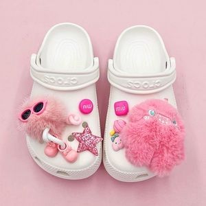 Pink Cute Fluffy Ball & Doll Shoes Charm Set